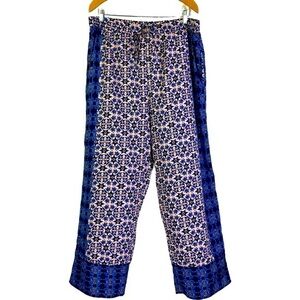 VERSONA Blue Multi-Floral Print Palazzo Pants‎